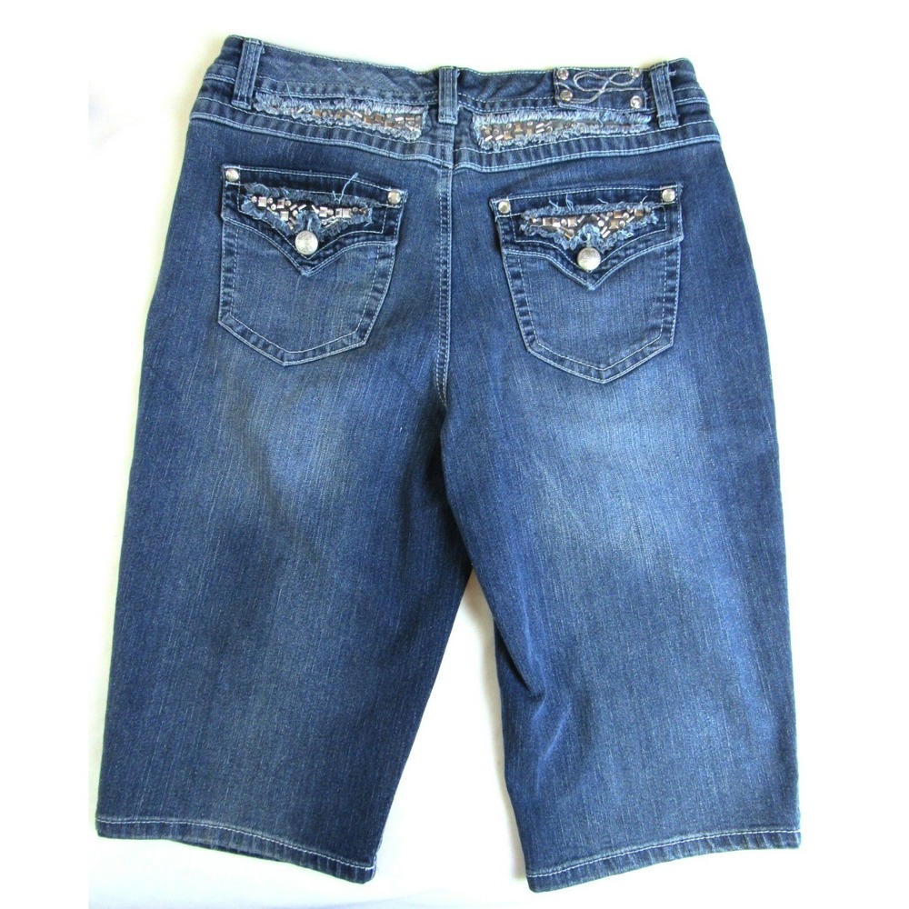 Style & Co Jeans Capri Embellished Back Flap Pockets Women's Size 10
